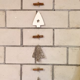 Tannenbaum Girlande in Glittersilber und Taupe